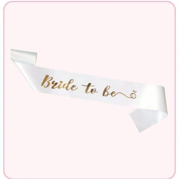 Boomba "Bride To Be" White and Gold Satin Bridal Sash NWT - Picture 4 of 8